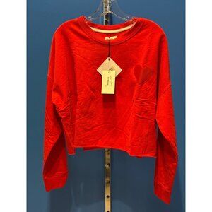 Spring & Mercer XL Red Cropped Sweatshirt With Heart Patch Detail & Tags